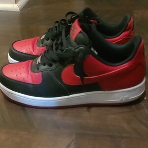 Good Condition Nike Airforce Ones Red and Black Sneakers